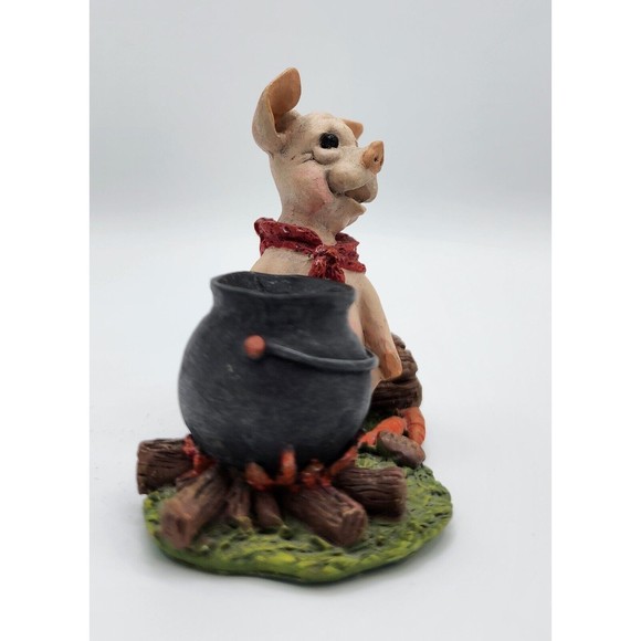 Pig with Cauldron Calabar Creations Pig Hollow Pete Apsit figurine 1994 Vintage - Picture 4 of 8